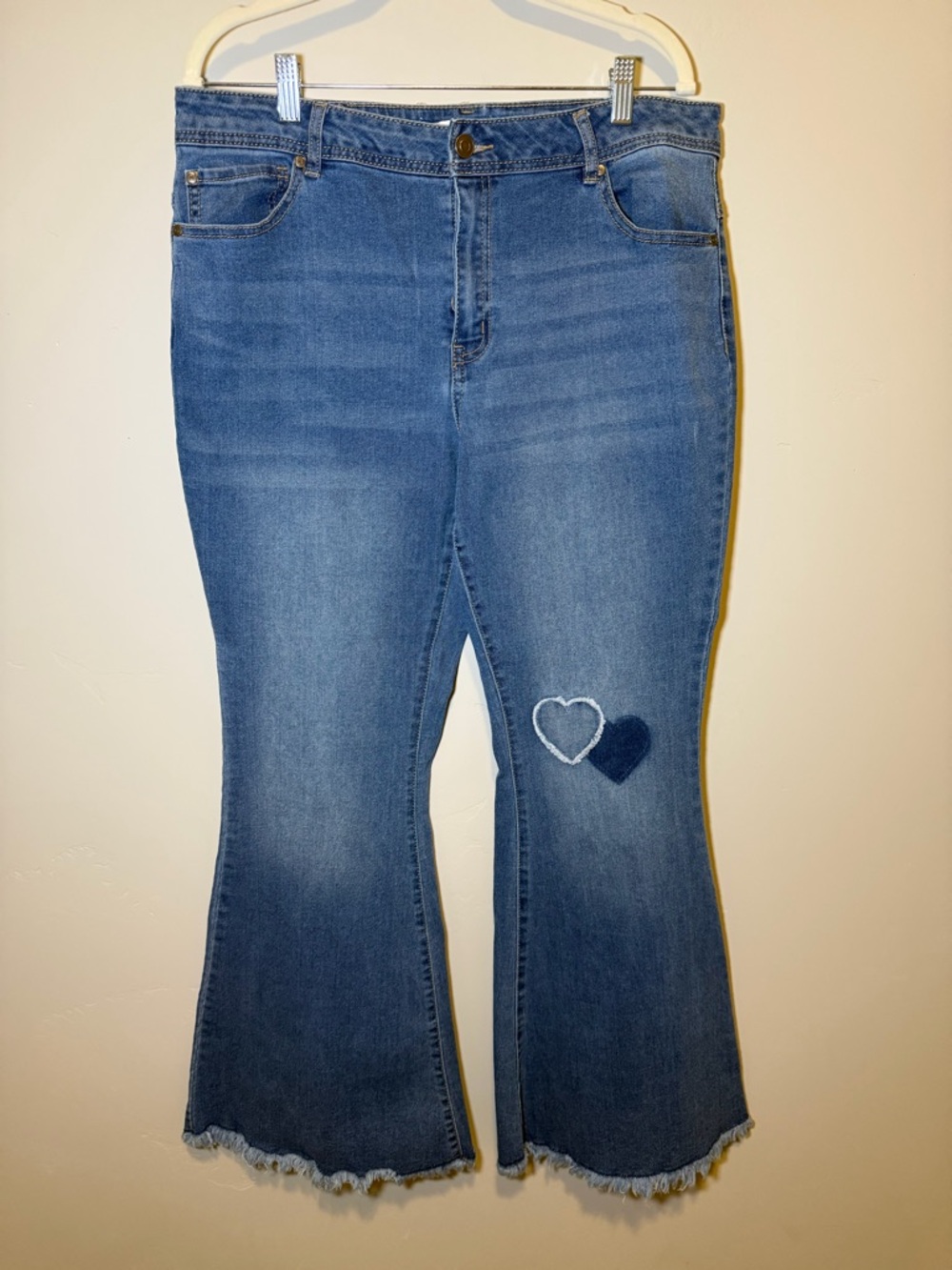 Cato Blue Flare Jeans with Heart Patch